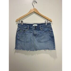 Aeropostale Y2K Low Rise Mini Jean Skirt Women’s Size 3/4 Blue Denim Cotton
